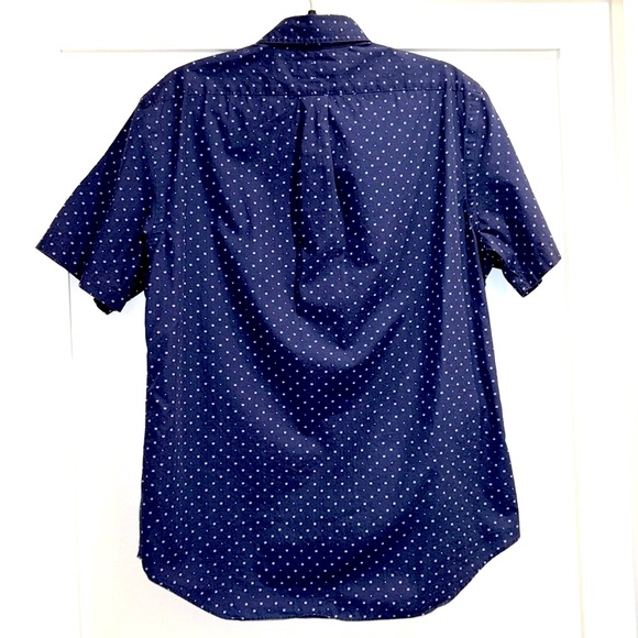 Ralph Lauren Shirt Navy Blue Short Sleeve Button Down Collar Men sz LG Slim Fit - Picture 2 of 5